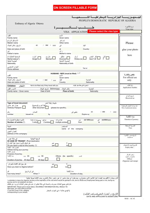 Formulaire visa canada algerie pdf 2018